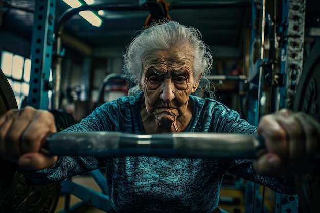 Foto mujer de edad gimnasio generate ai