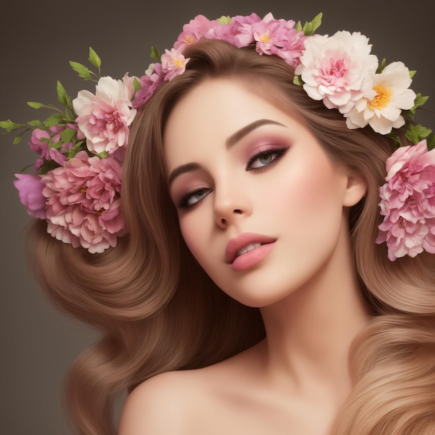 mujer elegante ilustración mujer con flores