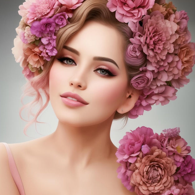 mujer elegante ilustración mujer con flores