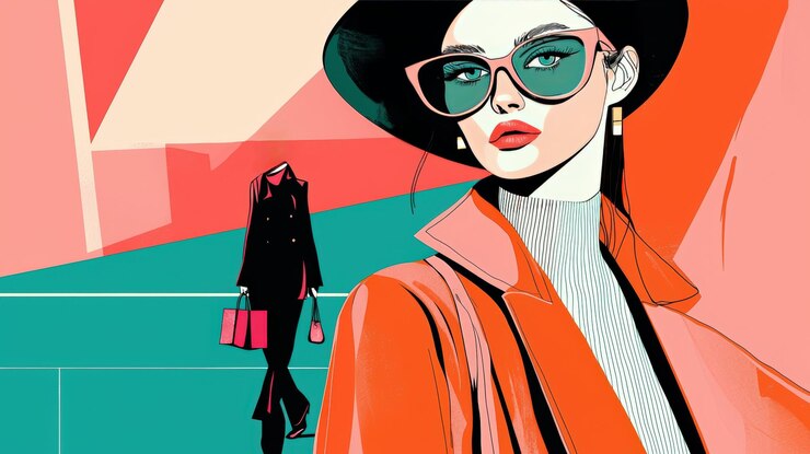 Mujer elegante en la moda urbana vibrante