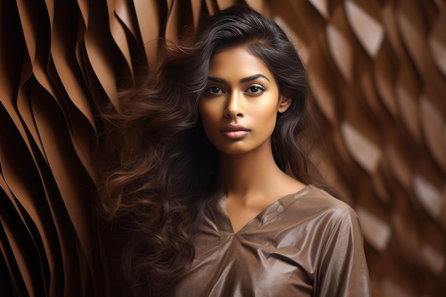 Mujer elegante con pelo largo