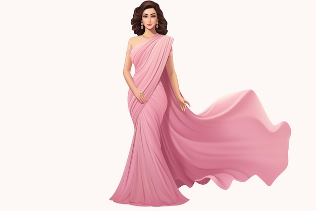 Foto mujer elegante en vestido rosa diseño plano ilustración vectorial en fondo aislado