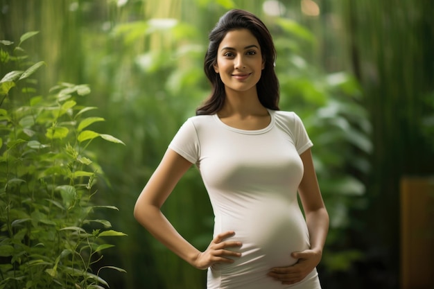 Mujer embarazada india que es muy bonita posando