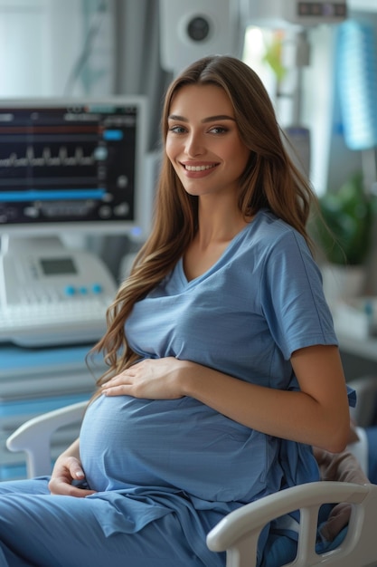 Mujer embarazada en el ultrasonido anticipación y alegría como madres embarazadas experimentan el momento mágico de ver la imagen de sus bebés por primera vez a través de la tecnología de ultrasonido