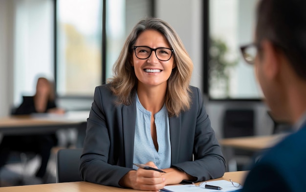 Mujer empleada experimentada en la oficina mujer empresaria