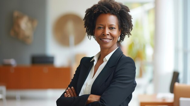 Mujer empoderada en un ambiente de oficina elegante