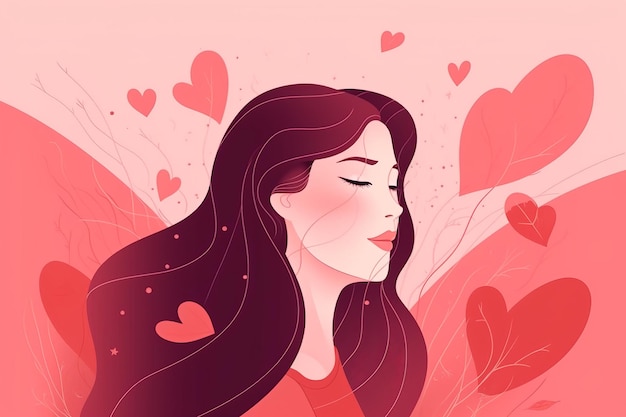 Mujer enamorada corazones Generar Ai