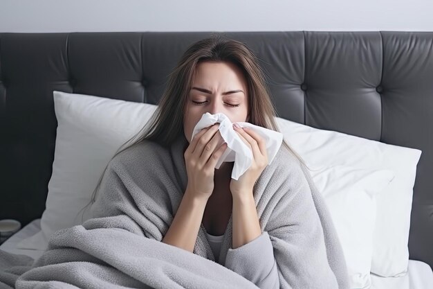 mujer enferma en la cama