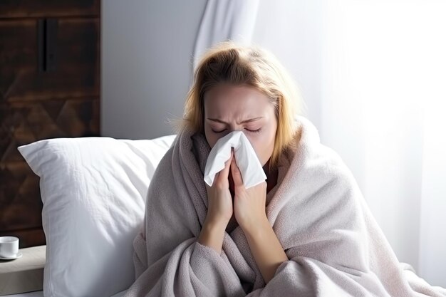 mujer enferma en la cama