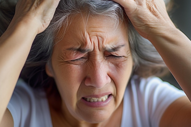 Mujer enferma con síntomas de la enfermedad de Alzheimer