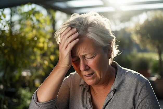 Mujer enferma con síntomas de la enfermedad de Alzheimer