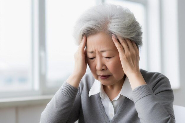 Mujer enferma con síntomas de la enfermedad de Alzheimer