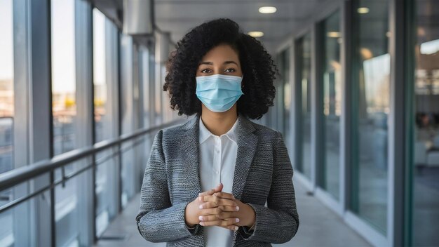 Mujer enmascarada entrenando durante el coronavirus