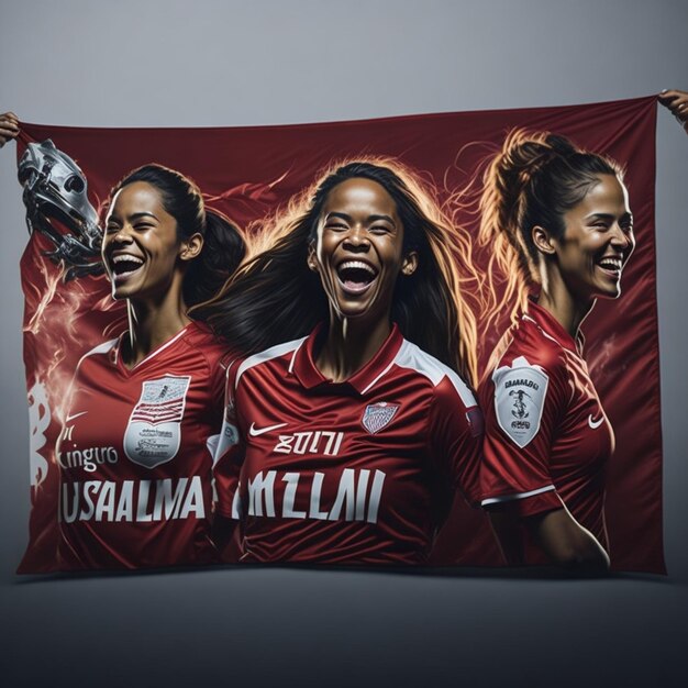 Foto mujer equipo de fútbol smilee celebra la victoria