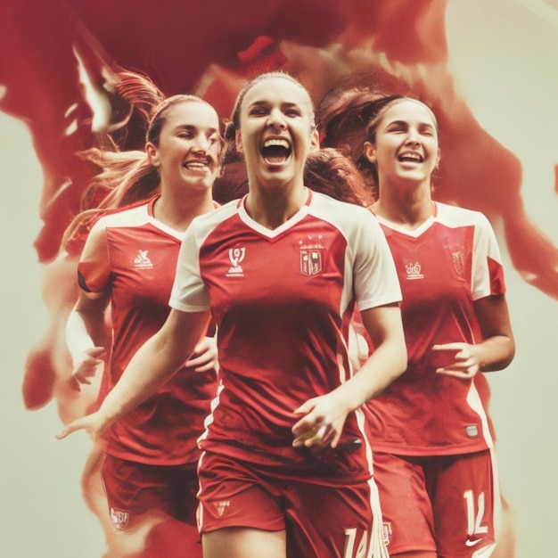 mujer equipo de fútbol smilee celebra la victoria