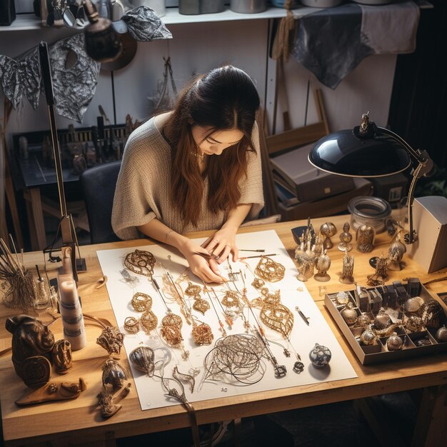 una mujer está dibujando un cuadro de una mujer frente a un dibujo.