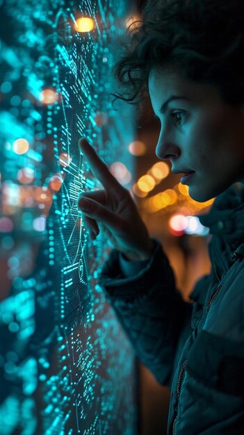 una mujer está mirando una pantalla con números en ella