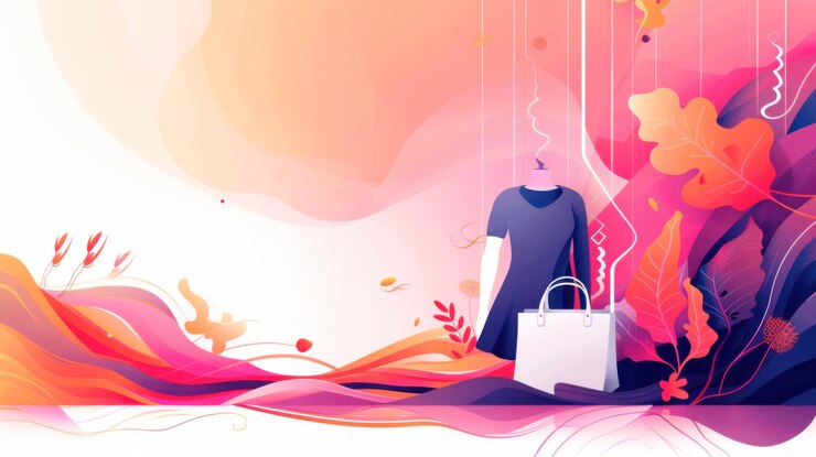 Una mujer está de pie frente a una bolsa blanca