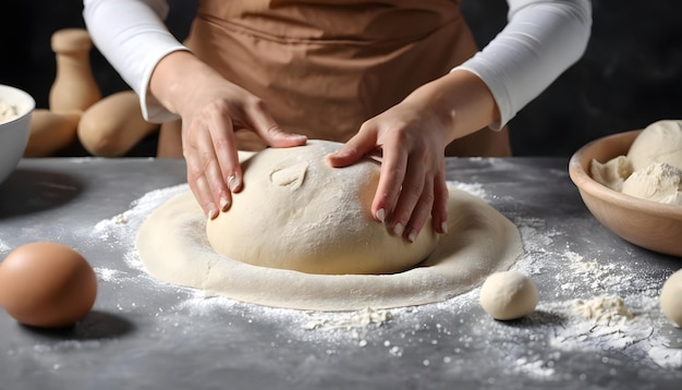 Una mujer está preparando una masa fresca