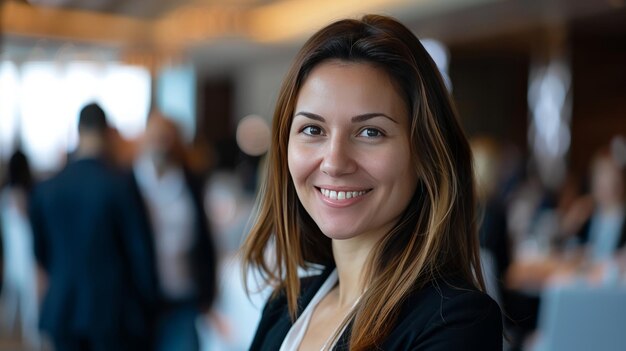 Una mujer está sonriendo y posando para una foto