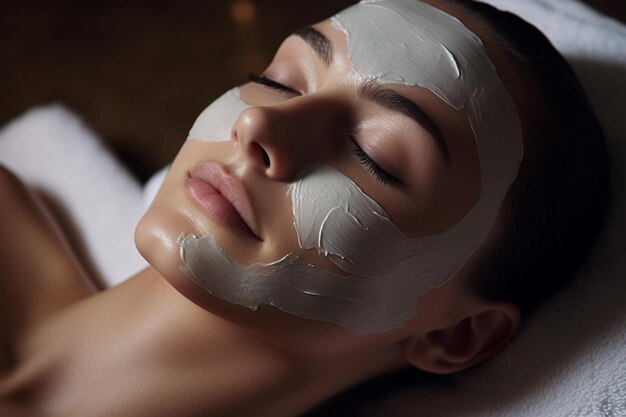 Una mujer está teniendo un tratamiento facial en el mejor spa
