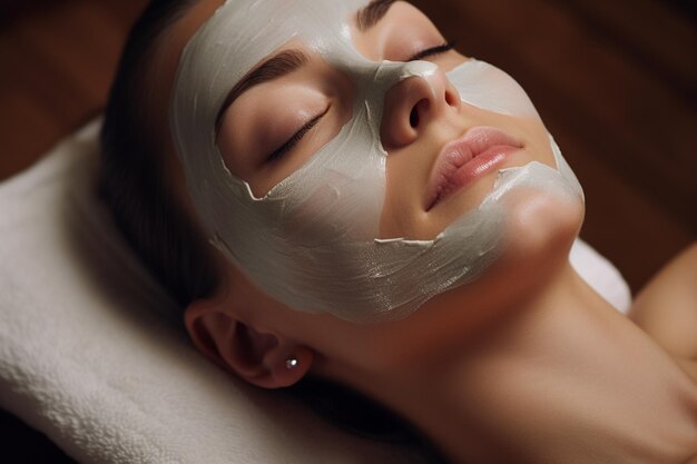 Una mujer está teniendo un tratamiento facial en el mejor spa