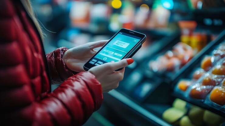 Foto una mujer está usando un teléfono celular con la palabra cita de noticias en la pantalla