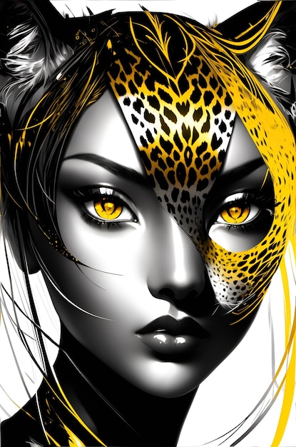 Una mujer con un estampado de leopardo en la cara