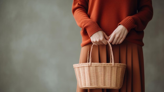 Mujer estilo Fascion sosteniendo una bolsa ecológica de comestibles Creado con tecnología Generative AI