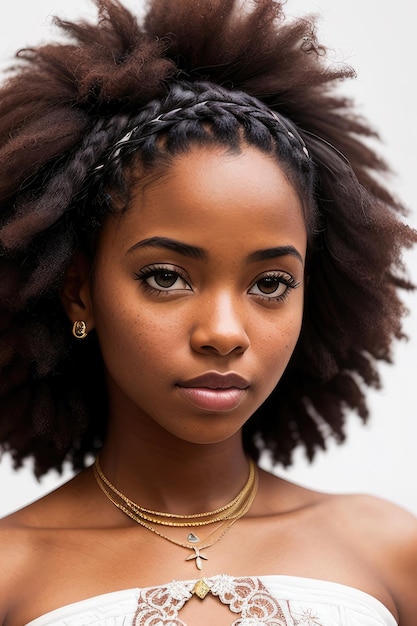 Una mujer con un estilo de pelo trenzado