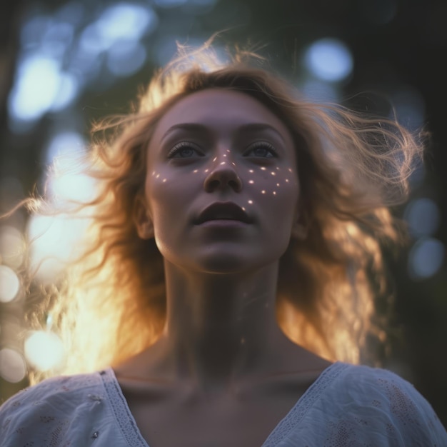 Una mujer con estrellas pintadas en la cara.