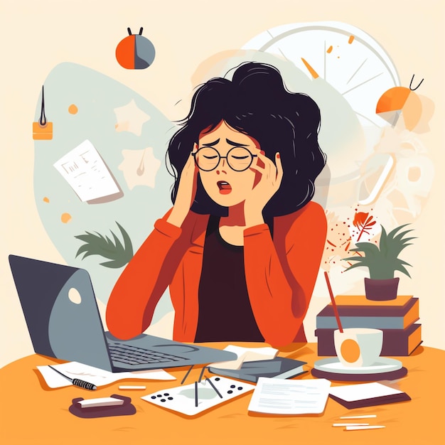 Foto mujer estresada en el trabajo