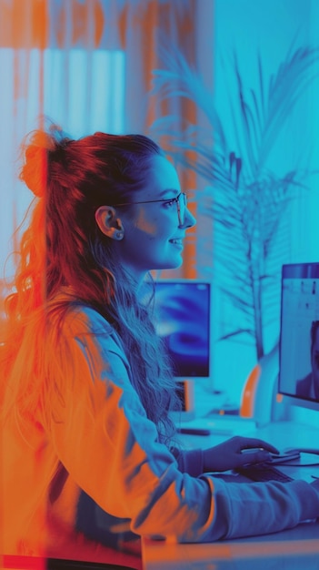 Foto una mujer estudiando francés.