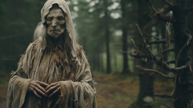 Mujer fantasma en el bosque HD 8K fondo de papel de pared Imagen fotográfica de stock