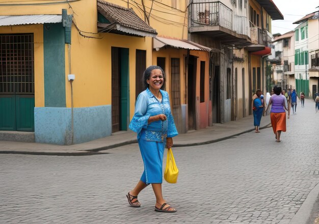 Mujer feliz en la calle