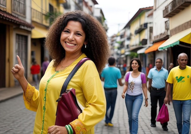 Foto mujer feliz en la calle