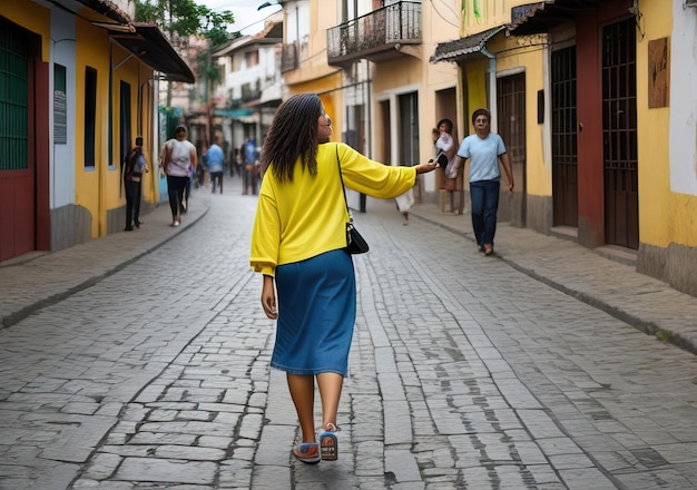 Foto mujer feliz en la calle