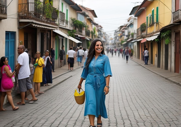 Foto mujer feliz en la calle