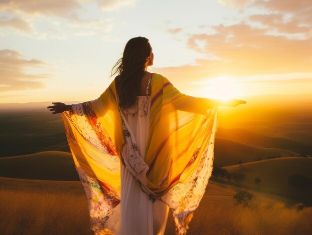 Foto mujer feliz celebrando una vida hermosa