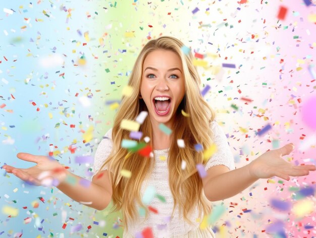 Foto mujer feliz celebrando una vida hermosa