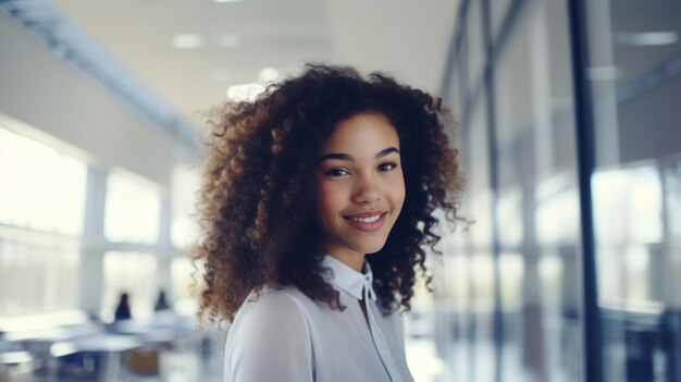 Mujer feliz o retrato de estudiante sonriendo en la universidad, la universidad o la escuela confiada afroamericana