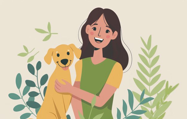 Foto mujer feliz con perro sonriente