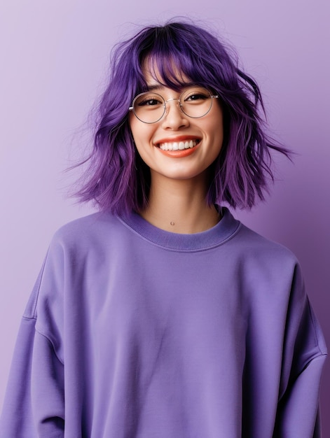 mujer feliz en una sudadera