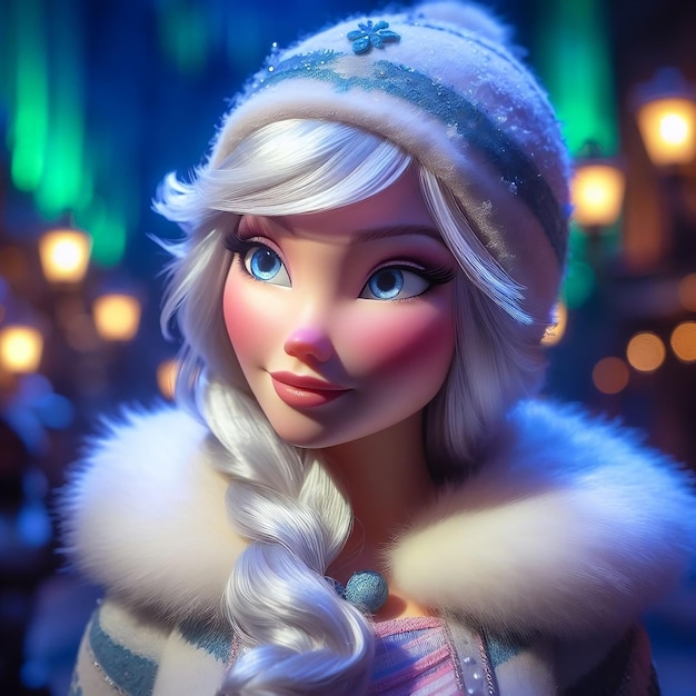 Foto una mujer finlandesa con una piel clara como la nieve en dibujos animados
