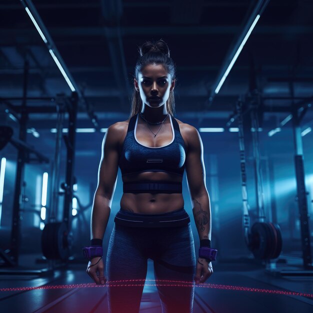 mujer de fitness trabajando en un gimnasio