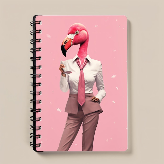 Foto la mujer flamenca rosa, la secretaria de oficina, la gente, el animal.