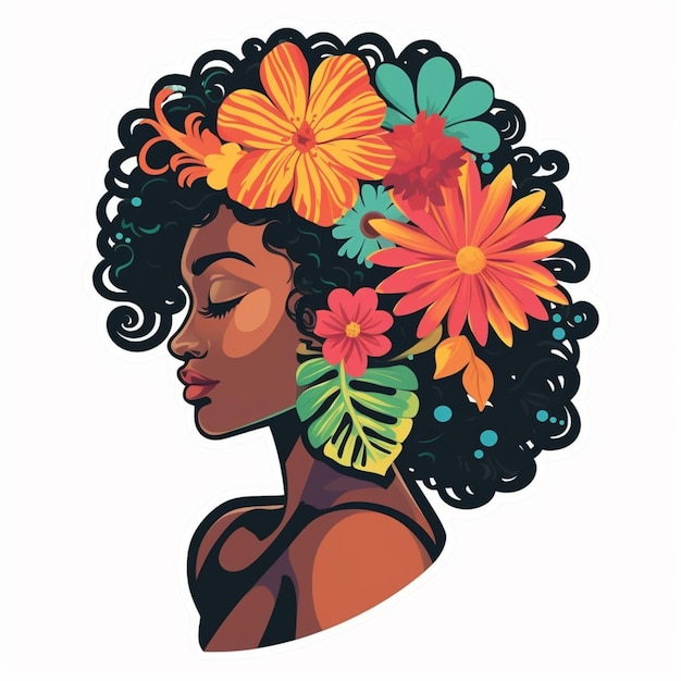 una mujer con una flor en el cabello generativo ai