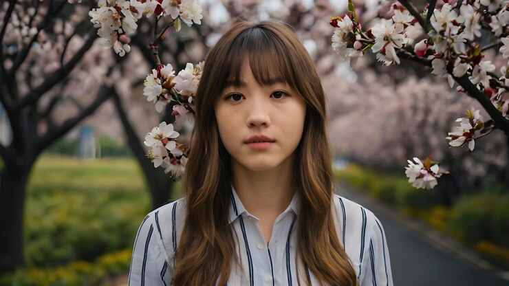 una mujer con una flor en el cabello