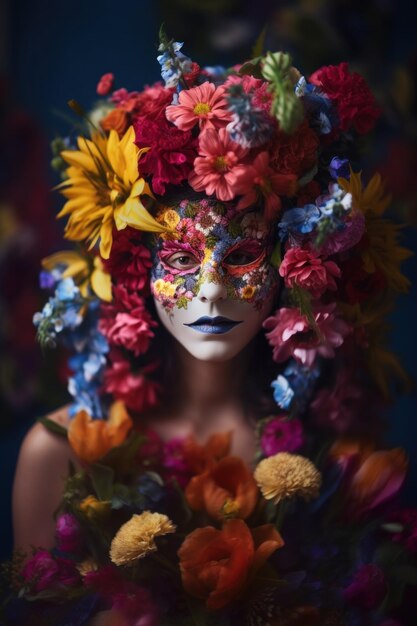 Una mujer con flores en el pelo Imagen generativa de IA