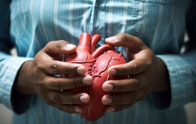 Mujer fondo rojo concepto cuidado corazón humano gente manos mujer amor salud